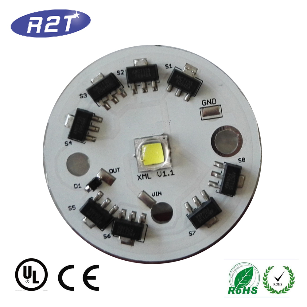 ความสว่างสูง 10W Cree XML LED Chip Torch Light PCBA ชุดแผงวงจรพิมพ์